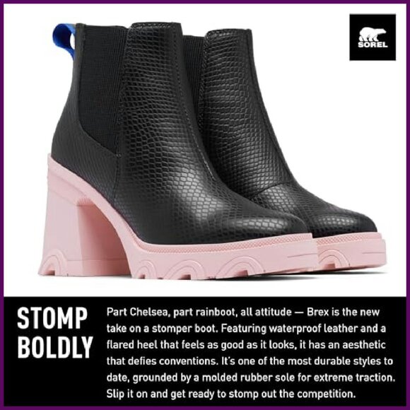 Waterproof Leather Chelsea Boots with 4-Inch Heel, Size Available - Picture 4 of 7